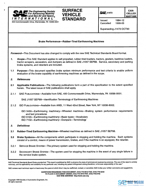 SAE J 1473 Series PDF