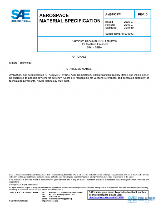 SAE AMS 7909 Series PDF