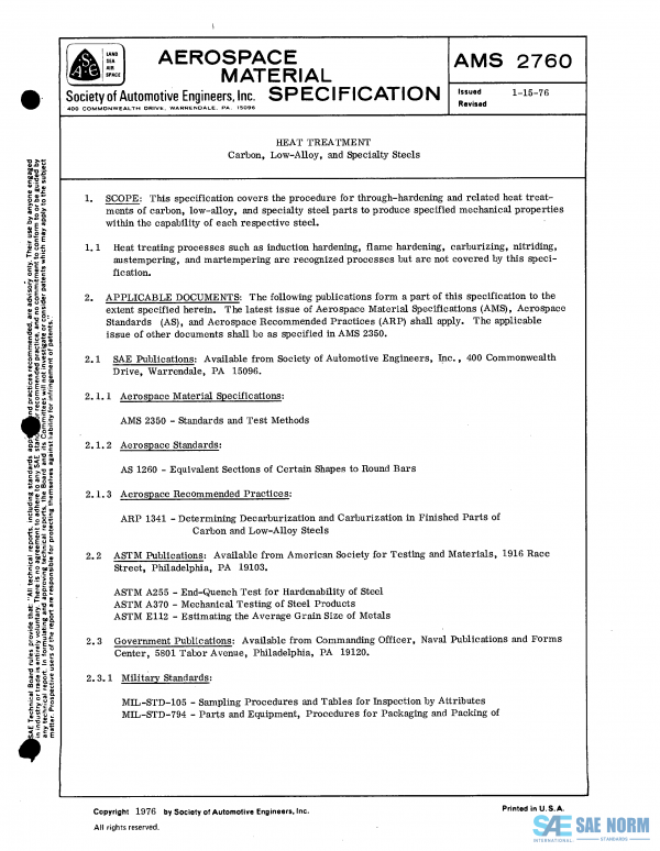 SAE AMS 2760 Series PDF