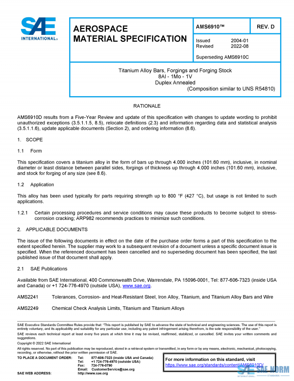 SAE AMS 6910 Series PDF