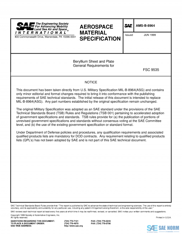 SAE AMSB 8964 Series PDF