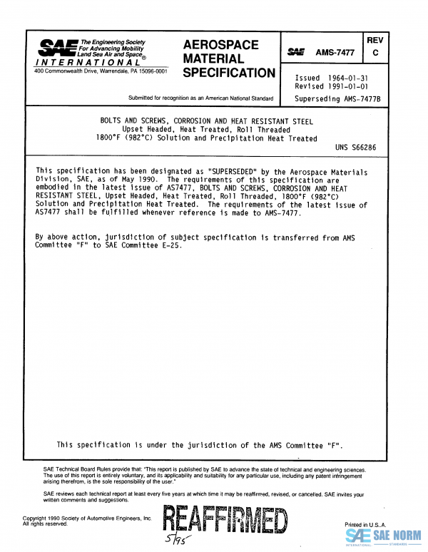 SAE AMS 7477 Series PDF