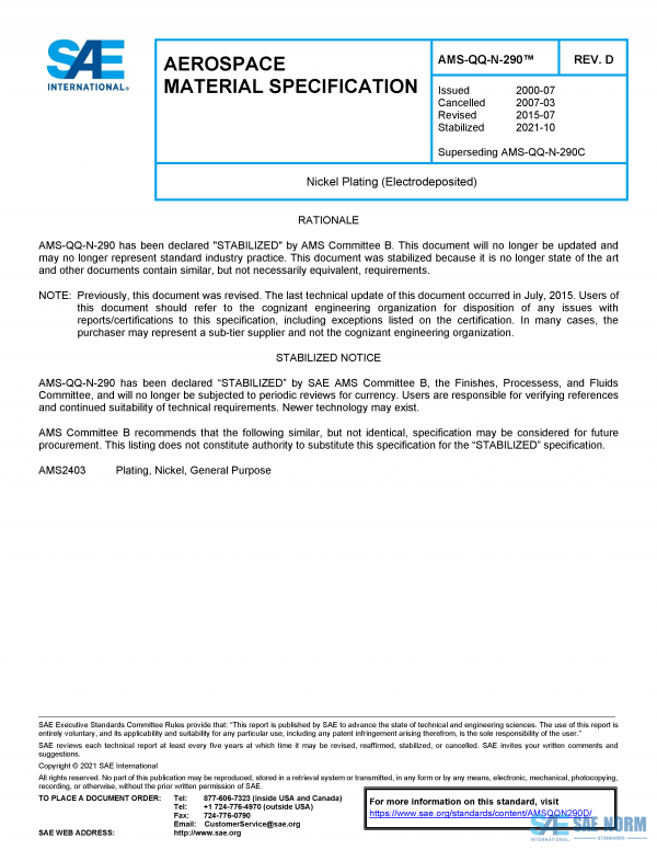 SAE AMSQQN 290 Series PDF