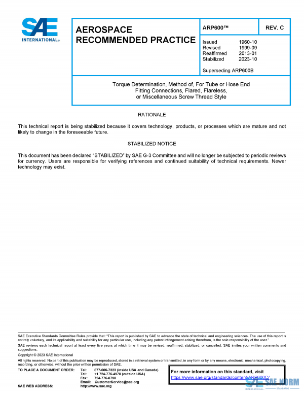 SAE ARP 600 Series PDF