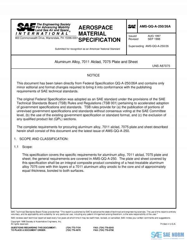 SAE AMSQQA 250/26 Series PDF