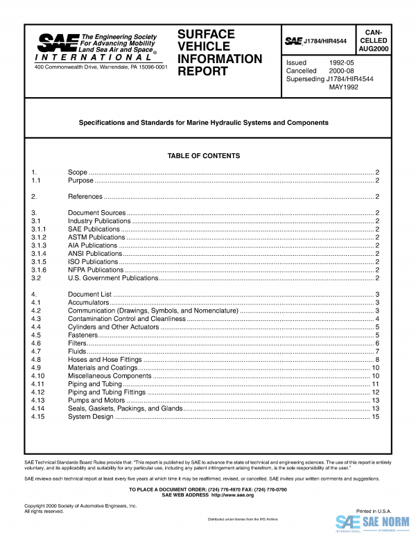 SAE J 1784 Series PDF