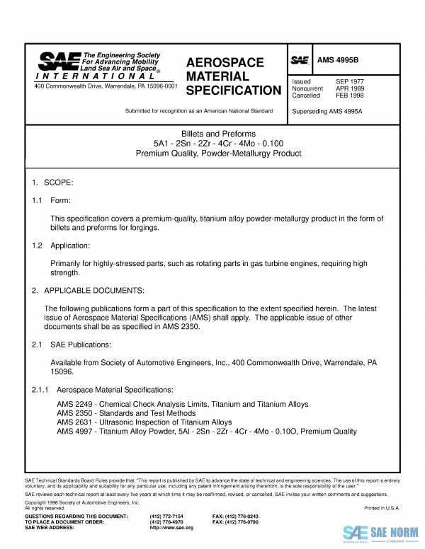 SAE AMS 4995 Series PDF