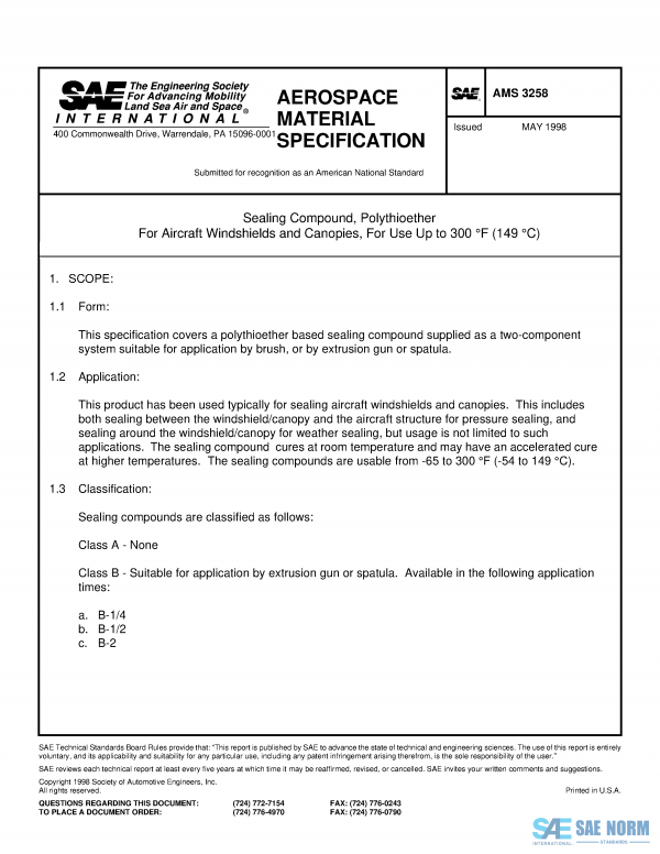 SAE AMS 3258 Series PDF