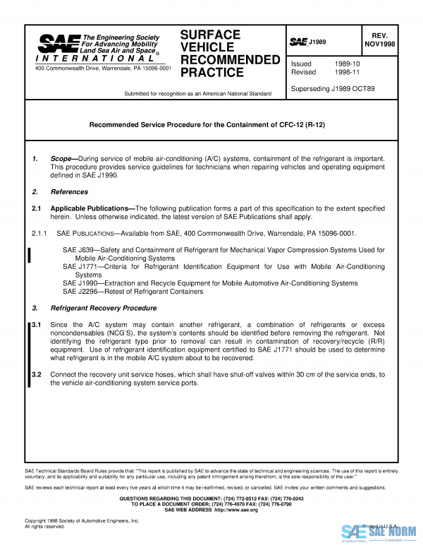 SAE J 1989 Series PDF