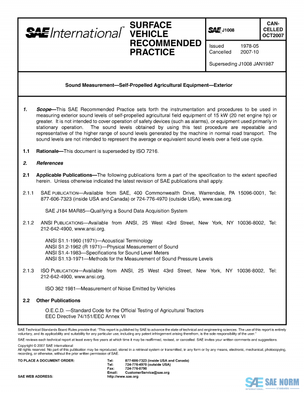 SAE J 1008 Series PDF