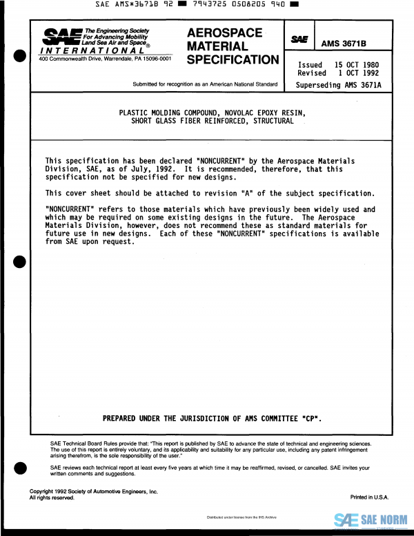 SAE AMS 3671 Series PDF