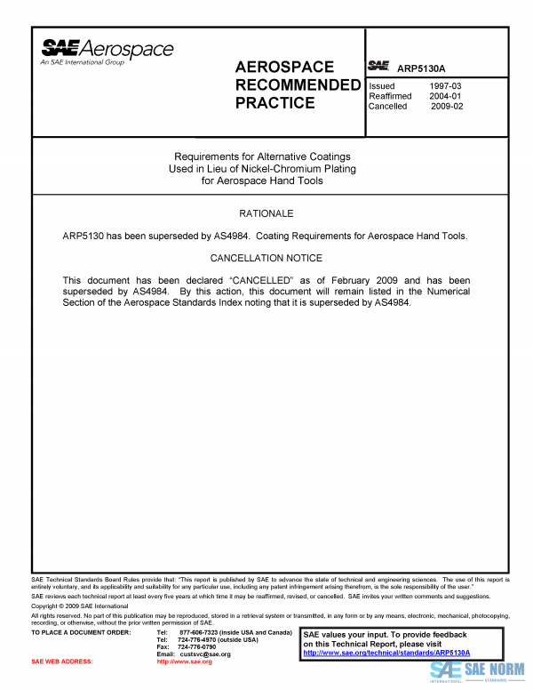 SAE ARP 5130 Series PDF