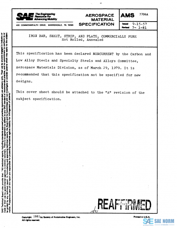 SAE AMS 7706 Series PDF