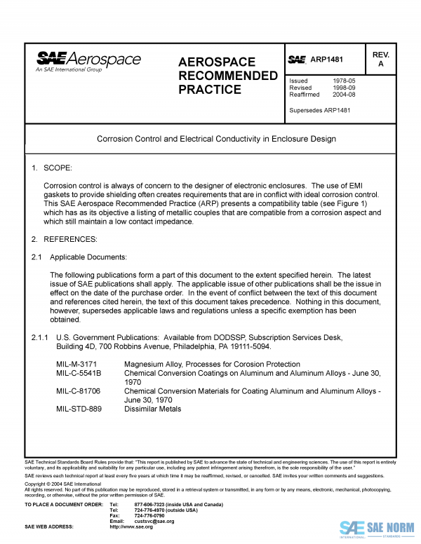 SAE ARP 1481 Series PDF