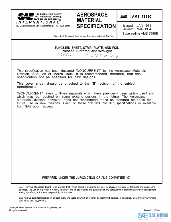 SAE AMS 7898 Series PDF