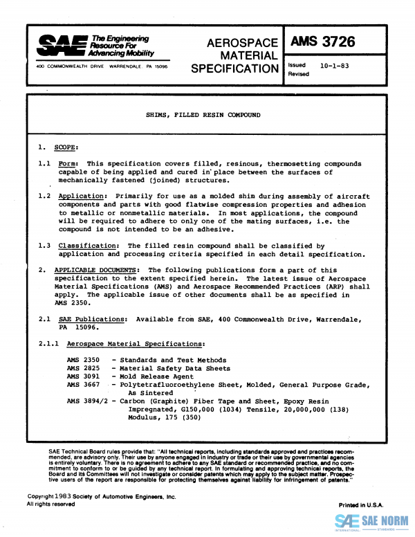 SAE AMS 3726 Series PDF