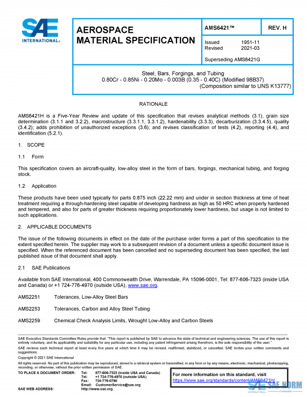 SAE AMS 6421 Series PDF