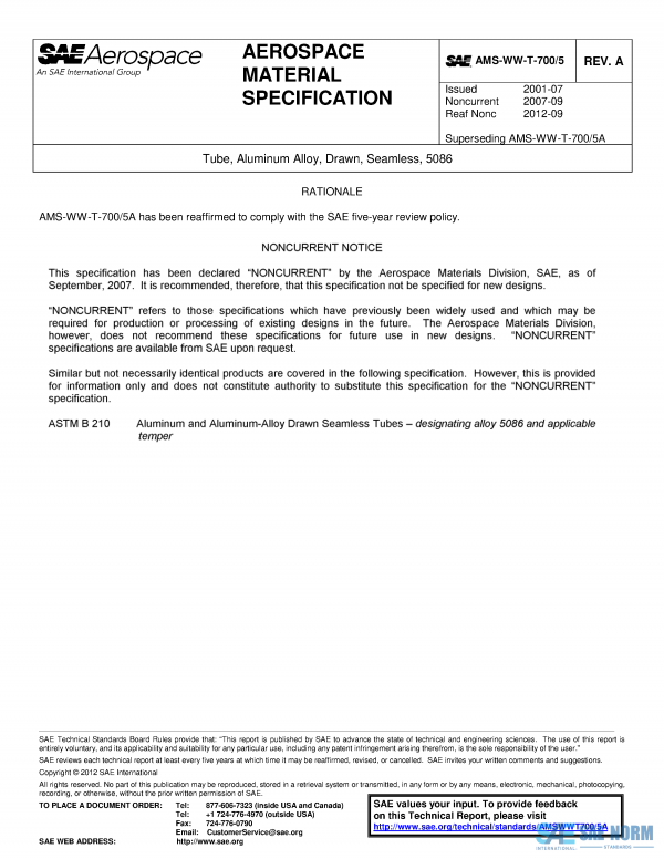 SAE AMSWWT 700/5 Series PDF