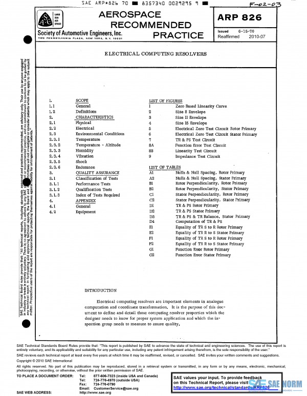 SAE ARP 826 Series PDF