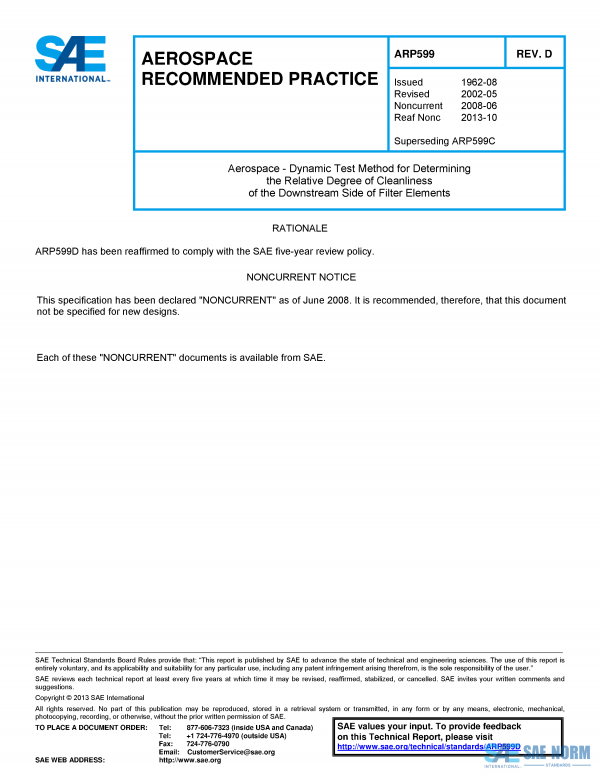 SAE ARP 599 Series PDF