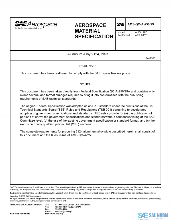 SAE AMSQQA 250/29 Series PDF