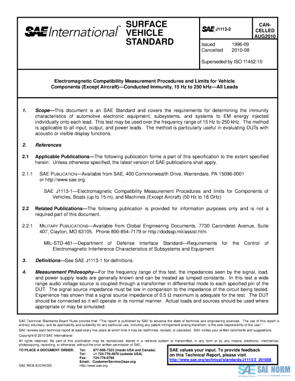 SAE J 1113/2 Series PDF