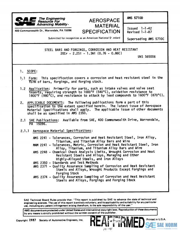 SAE AMS 5710 Series PDF