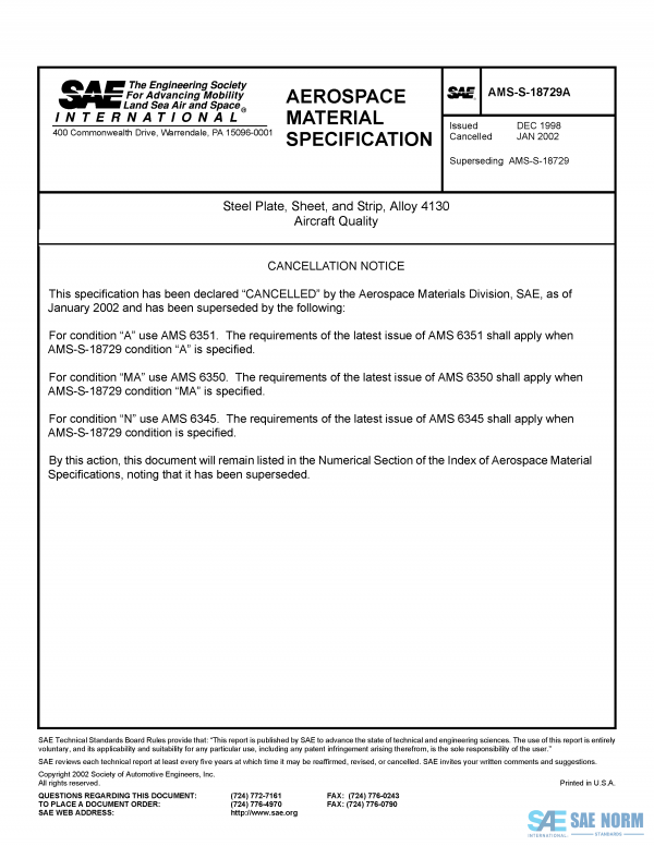 SAE AMSS 18729 Series PDF
