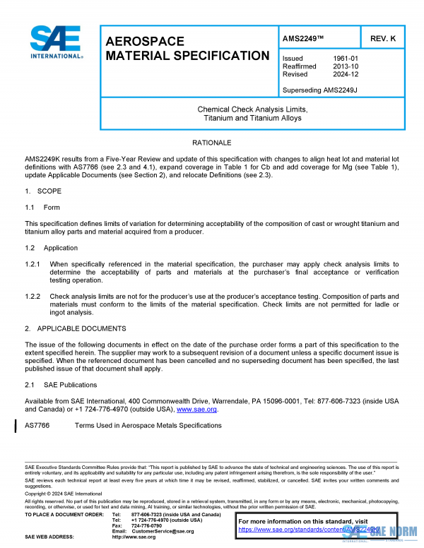 SAE AMS 2249 Series PDF