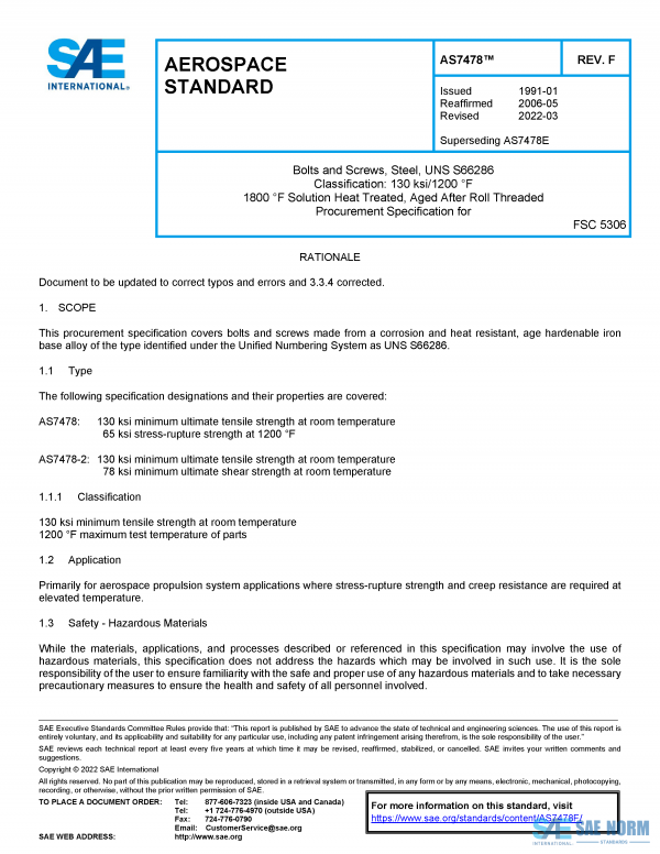 SAE AS 7478 Series PDF