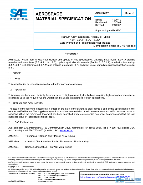 SAE AMS 4922 Series PDF