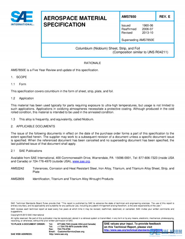 SAE AMS 7850 Series PDF