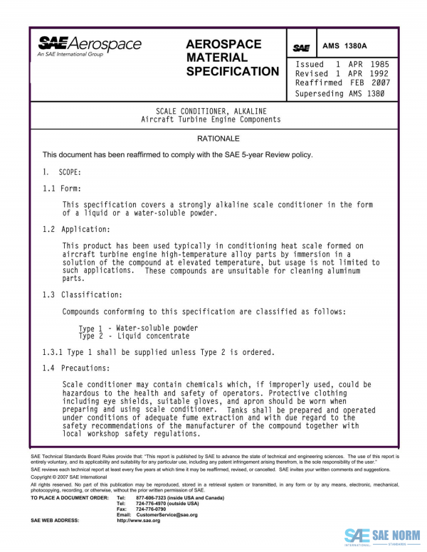SAE AMS 1380 Series PDF