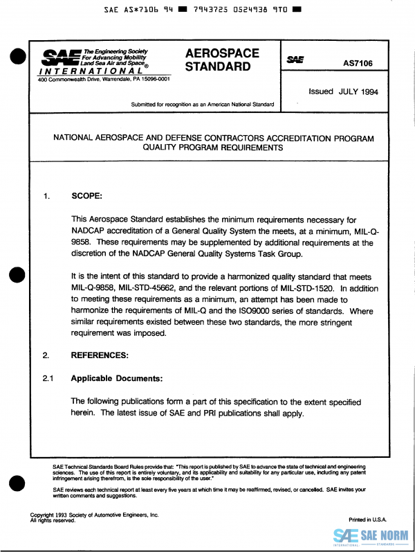 SAE AS 7106 Series PDF