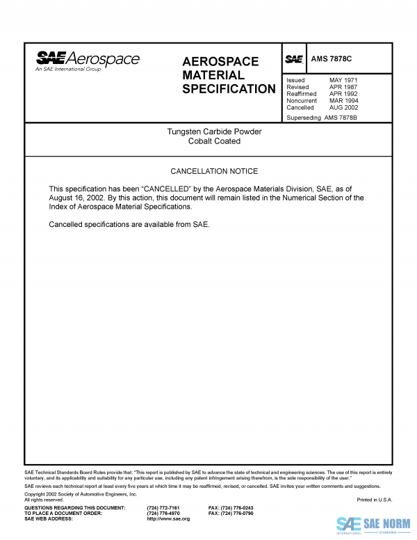SAE AMS 7878 Series PDF