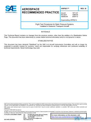 SAE ARP 921 Series PDF