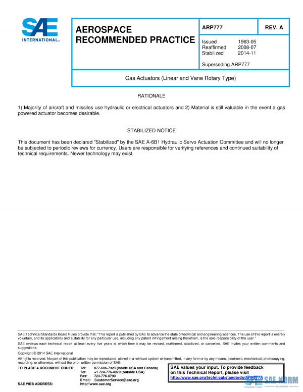 SAE ARP 777 Series PDF