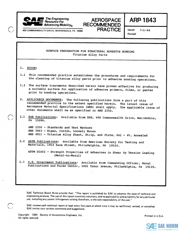 SAE ARP 1843 Series PDF