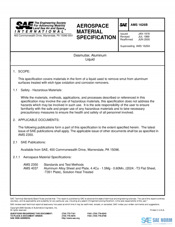 SAE AMS 1626 Series PDF
