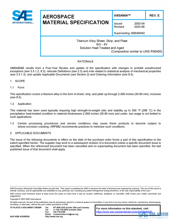 SAE AMS 4904 Series PDF