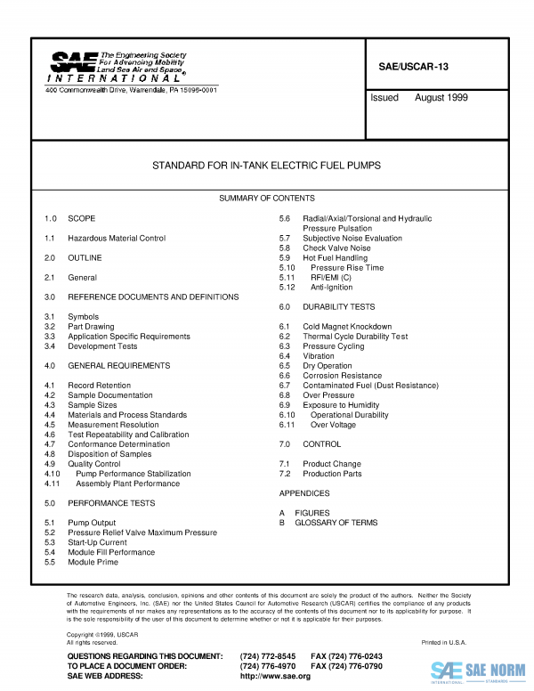 SAE USCAR 13 Series PDF