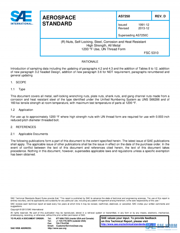SAE AS 7250 Series PDF
