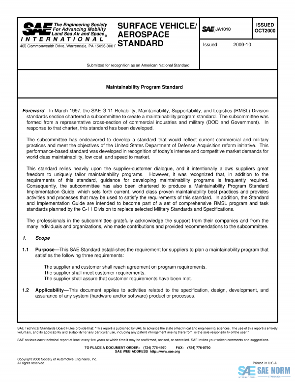 SAE JA 1010 Series PDF
