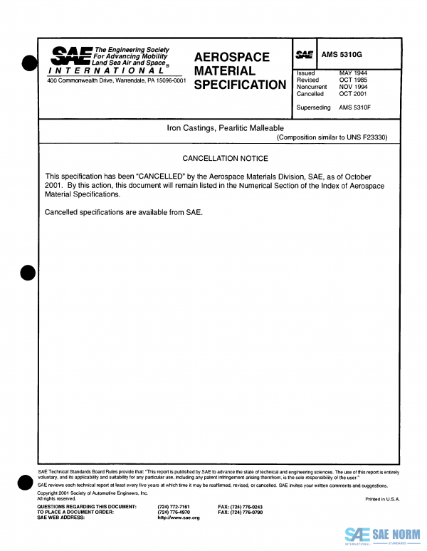 SAE AMS 5310 Series PDF