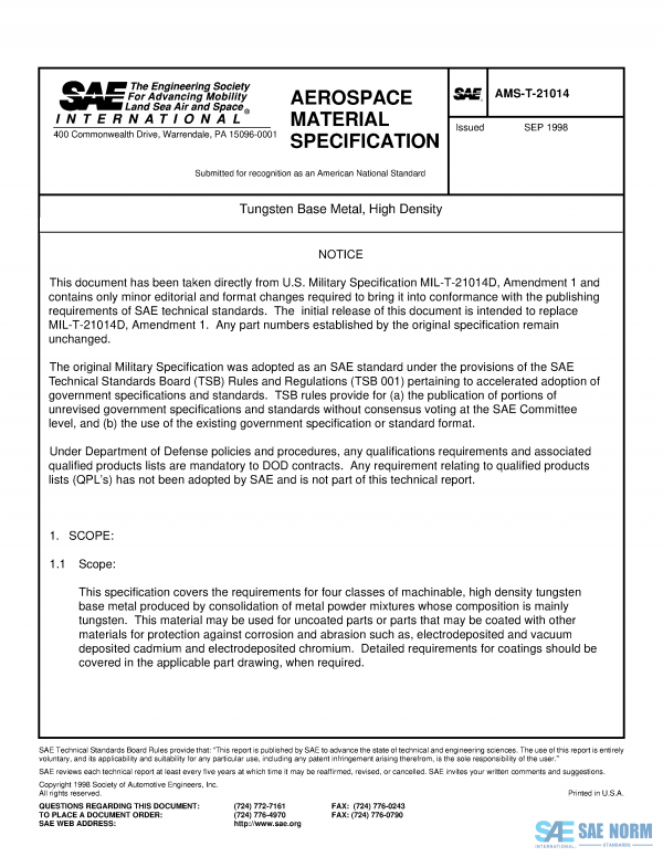 SAE AMST 21014 Series PDF