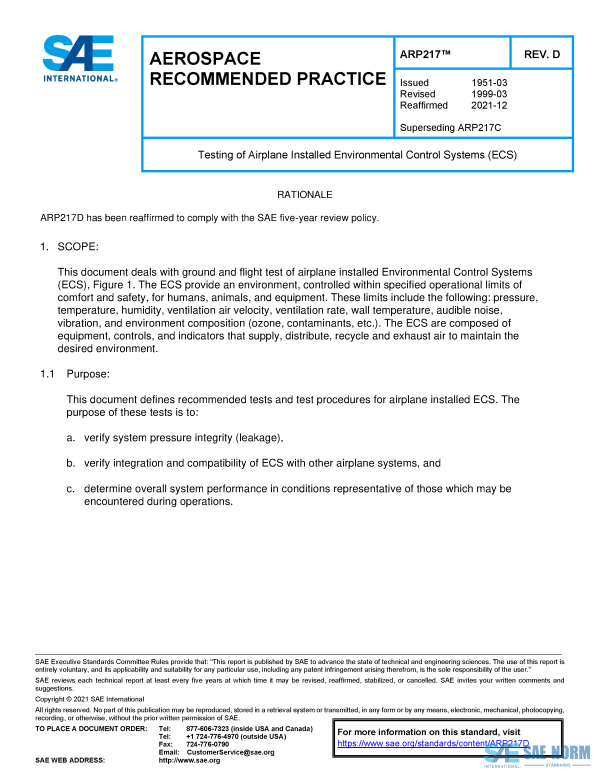 SAE ARP 217 Series PDF