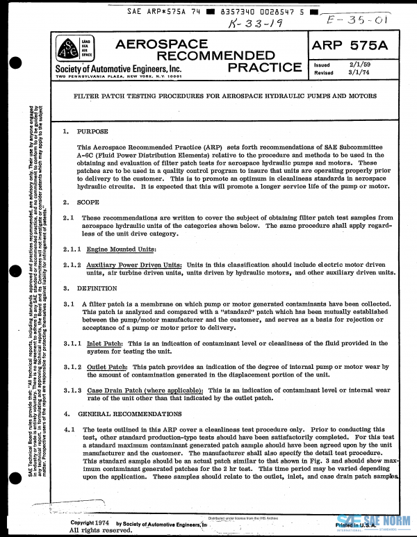 SAE ARP 575 Series PDF