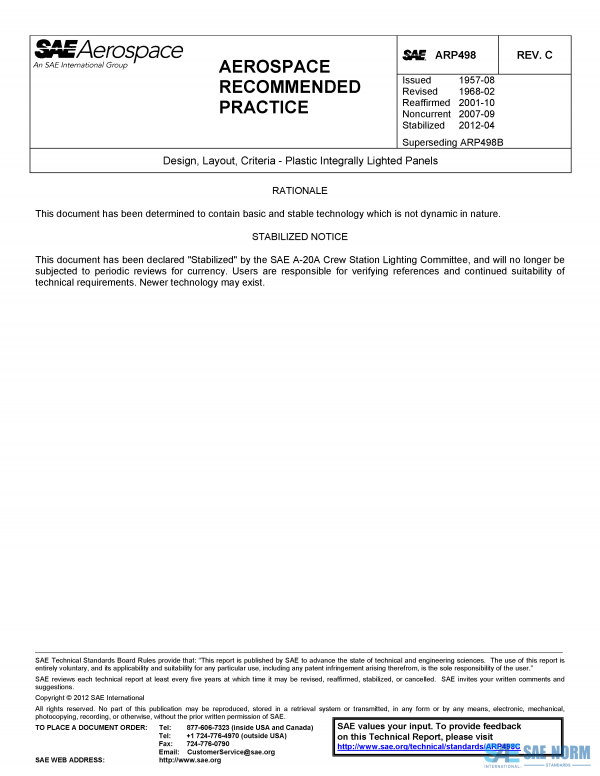 SAE ARP 498 Series PDF