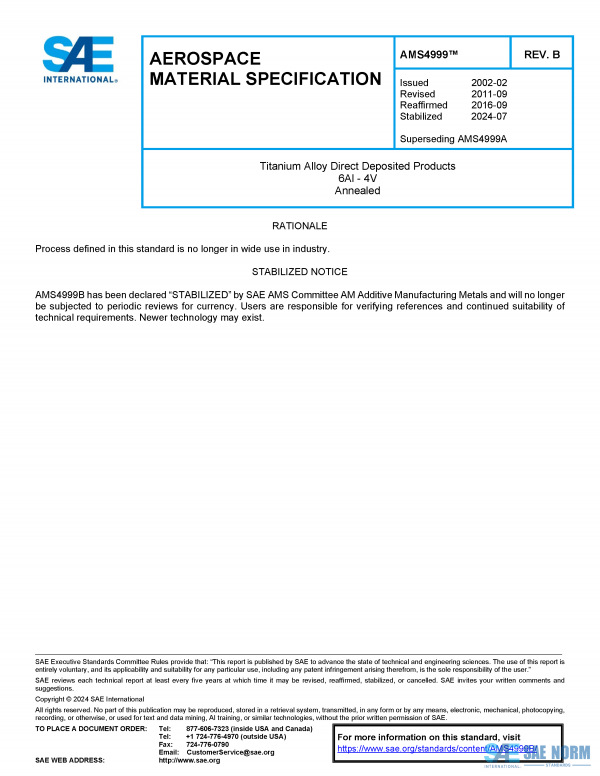 SAE AMS 4999 Series PDF