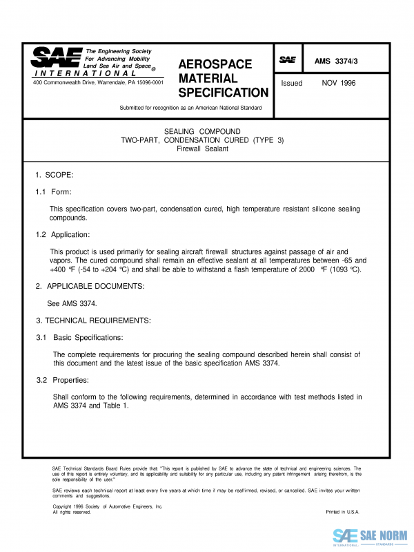SAE AMS 3374/3 Series PDF